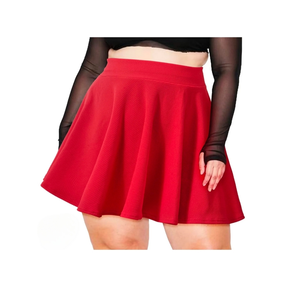 Red Pleated Mini Skater Skirt for Night Out